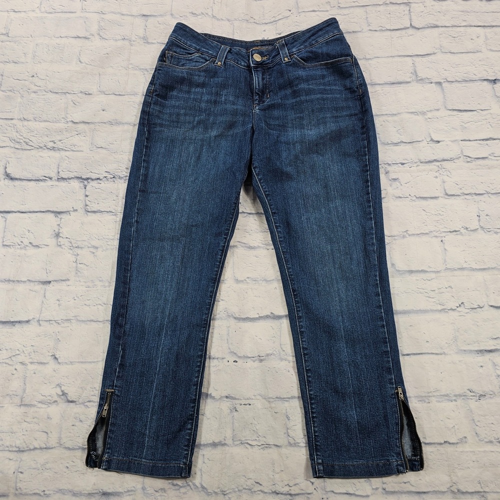 Lee Shapetastic Jeans Women 12 Dark Wash Ankle Zip Hidden Hold Shaping Denim